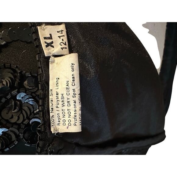 EUC Vintage 90’s Sweetlo Black Beaded Silk Dress Size XL Gatsby Romantic Holiday - Picture 8 of 14